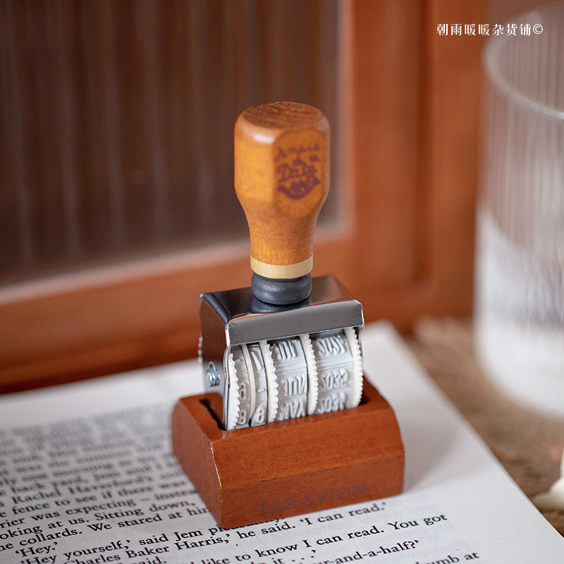 Rubber Date Stamp - Ретро-деревянный датер Chaoyu: регулируемый цифровой роликовый